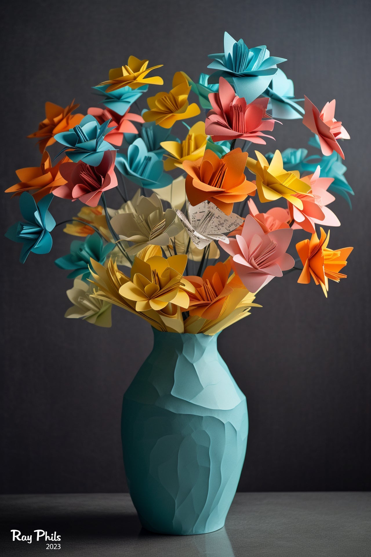 Colorful Flowers in a vase VI
