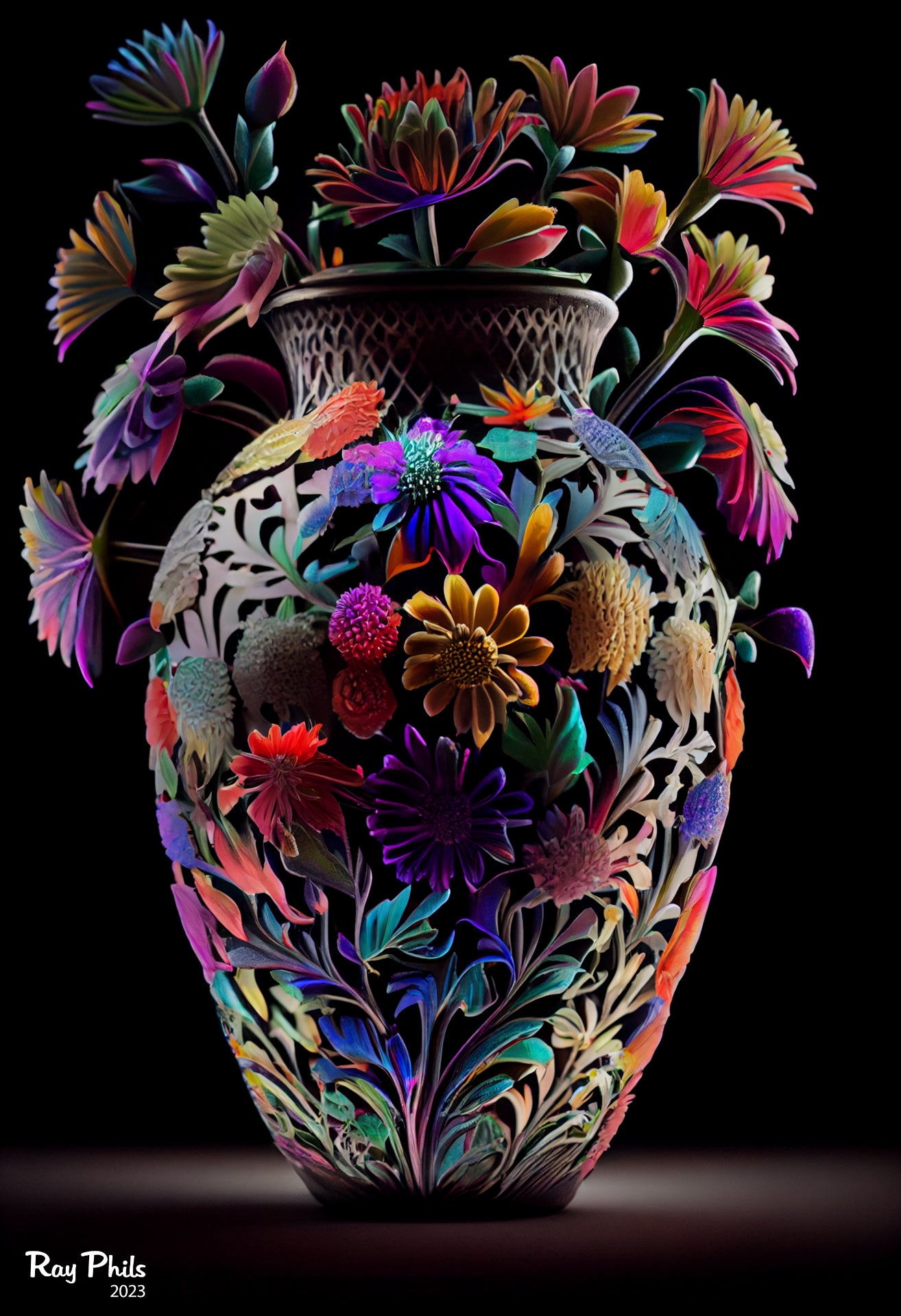 Colorful Flowers in a vase IV