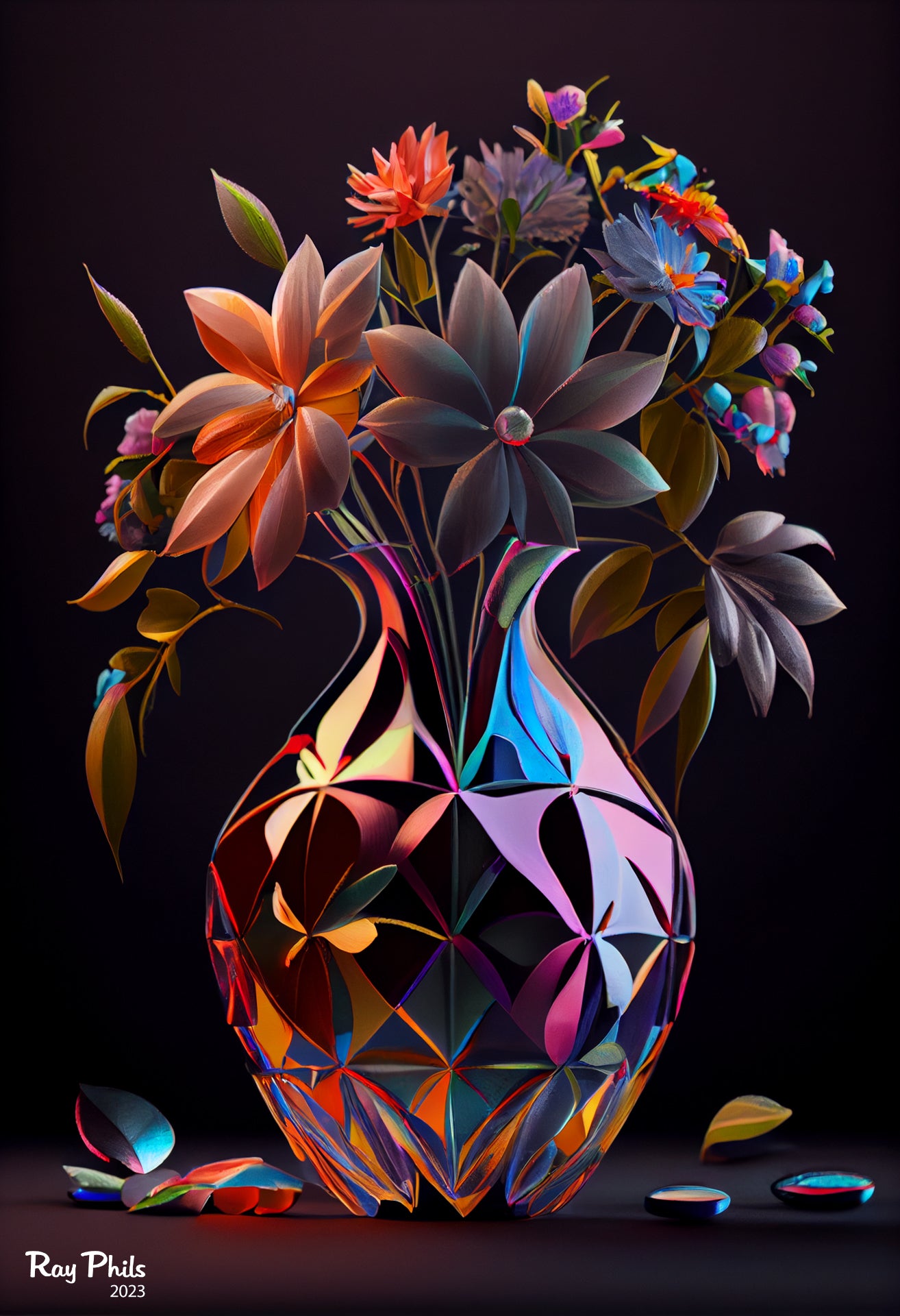 Colorful Flowers in a vase V